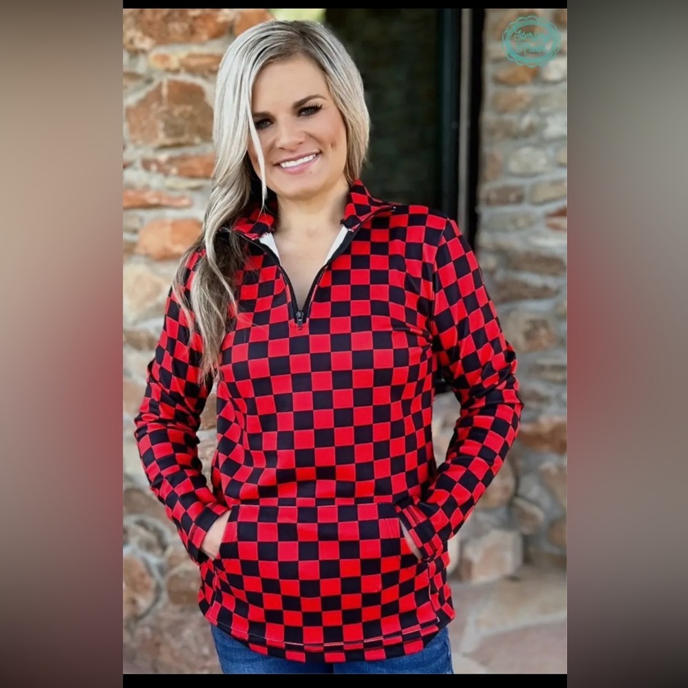 Red Black Checkered Sterling Kreek Pullover